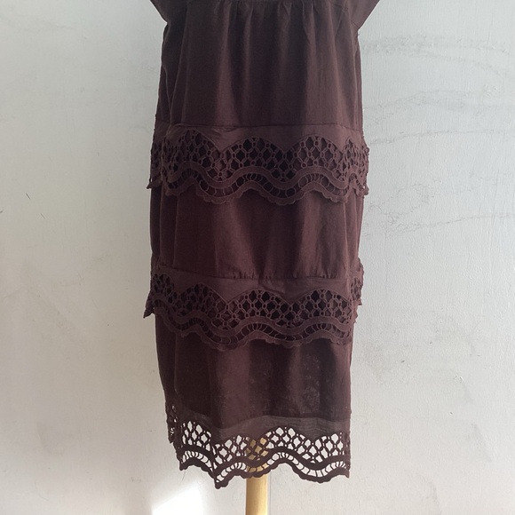 Upcycle Annie Arbitraged Chocolate Brown Tops/ Lace Into Dress. Up to Large - Picture 7 of 10